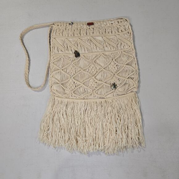 Vintage MACRAME purse cottage boho 70s handmade bag festival feminine beachy - Picture 4 of 13